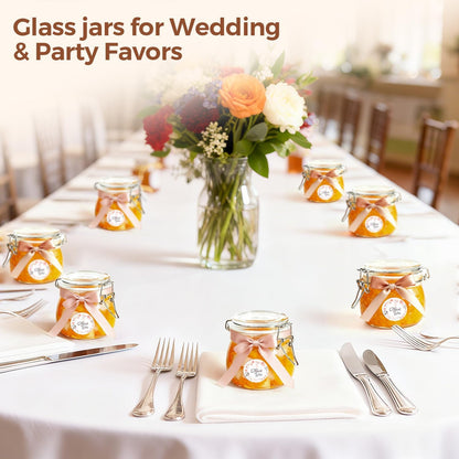 Airtight Glass Canister Set of 6 with Lids 17Oz Food Storage Jar round - Storage Container with Clear Preserving Seal Wire Clip Fastening for Kitchen Canning Cereal,Pasta,Sugar,Beans,Spice