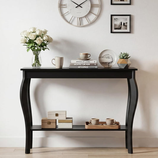 Narrow Console Table, Chic Accent Sofa Table, Entryway Table, Black